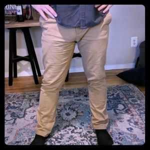 Dark khaki, long Chinos